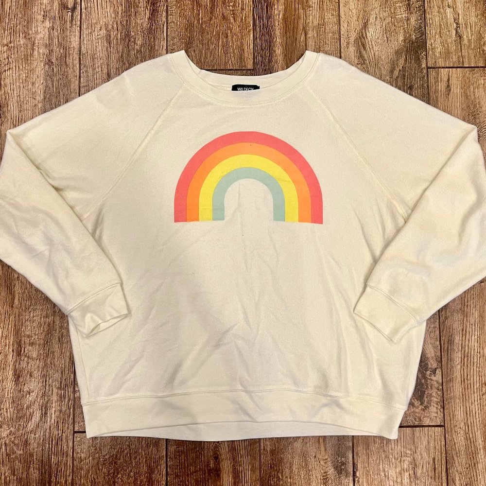 Wild Fox Soft Crewneck With Rainbow